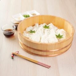 Miyabi Urushi Hangiri Sawara Wooden Rice Mixing Bowl With Lid -Kai Store MiyabiUrushiHangiriSawaraWoodenRiceMixingBowlwithLid 5