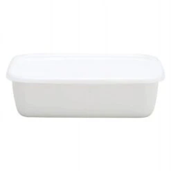 Noda Horo White Series Enamel Rectangle Deep Food Containers With Lid -Kai Store NodaHoroWhiteSeriesEnamelRectangleDeepFoodContainerswithLid 2