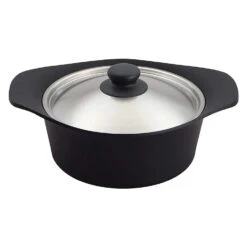 Sori Yanagi Cast Iron Induction Deep Casserole 22cm With Stainless Steel Lid