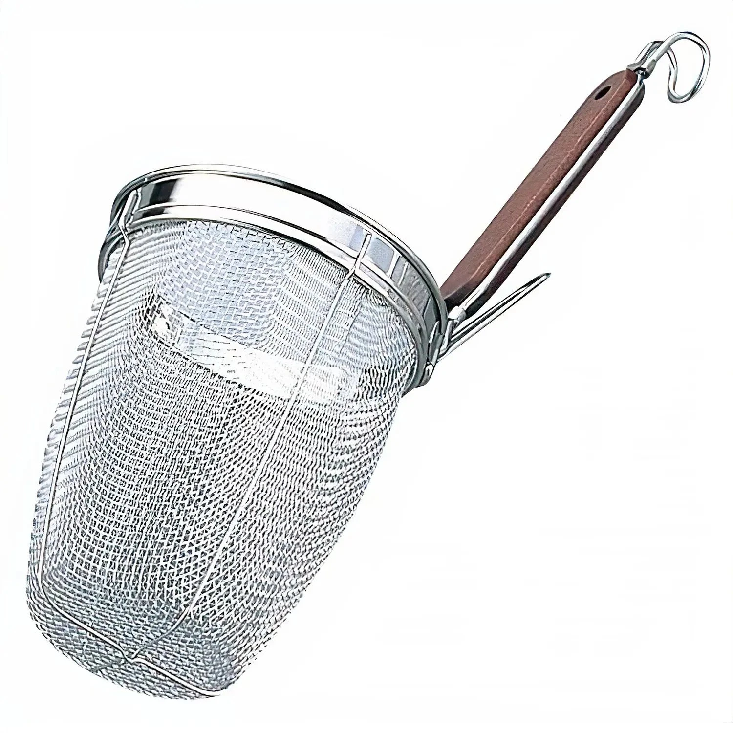 Takekoshi Stainless Steel Deep Tebo Noodle Strainer Round Base With Wooden Handle 3 Takekoshi Stainless Steel Deep Tebo Noodle Strainer Round Base With Wooden Handle