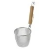 Three Snow Stainless Steel Udon Tebo Noodle Strainer Flat Base With Flat Wooden Handle -Kai Store ThreeSnowStainlessSteelUdonTeboNoodleStrainerFlatBasewithFlatWoodenHandle