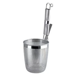 YUKIWA Stainless Steel Perforated Udon Tebo Noodle Strainer Round Base With Metal Handle