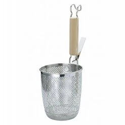 YUKIWA Stainless Steel Perforated Udon Tebo Noodle Strainer Round Base With Wooden Handle