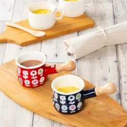 Yutaka Horo Plune Enameled Petit Milk Pan Candy Flower -Kai Store YutakaHoroPluneEnameledPetitMilkPanCandyFlower 1