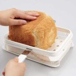 Akebono Freshly Baked Bread Slicer With Crumb Catcher -Kai Store akebono freshly baked bread slicer with crumb catcher bread slicers 23345053967